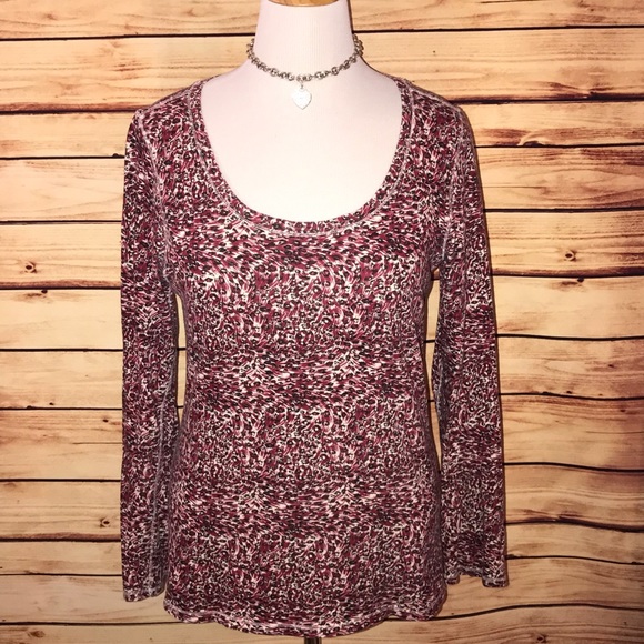 Lucky Brand Tops - Lucky Brand Red Patterned Scoop Neck Tee